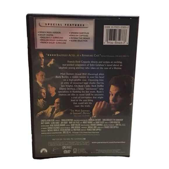 John Grisham’s The Rainmaker DVD - 5/$20 - Picture 2 of 3